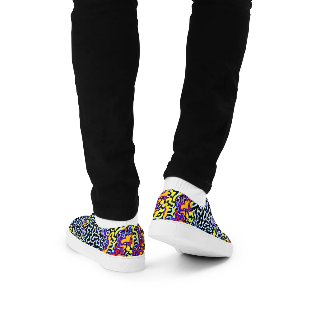 Acid Script on Men's Lace-Up Canvas Shoes — Back