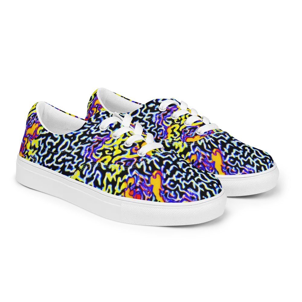 Acid Script on Men's Lace-Up Canvas Shoes — Right Front