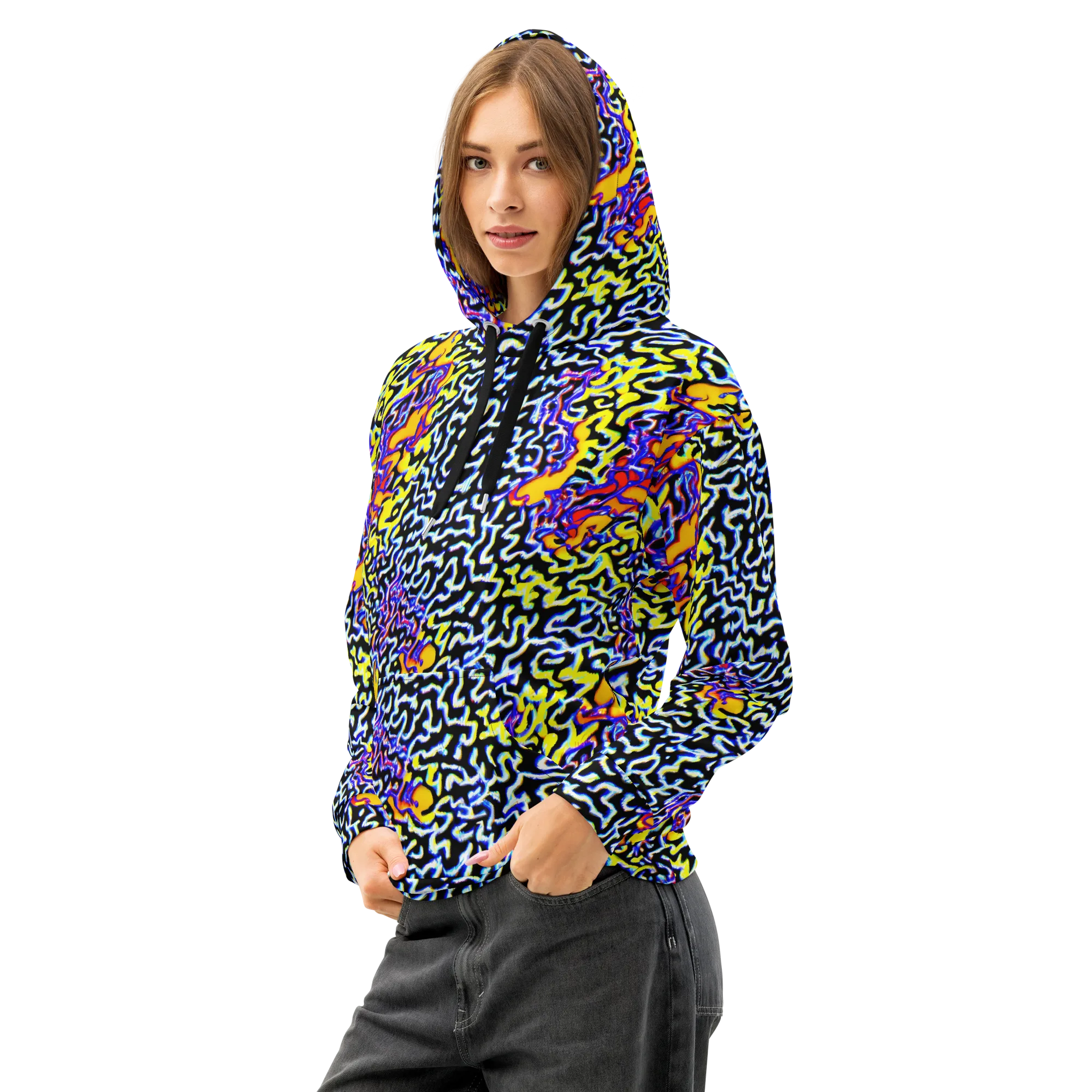 Acid Script on Cotton Hoodie — Left Front