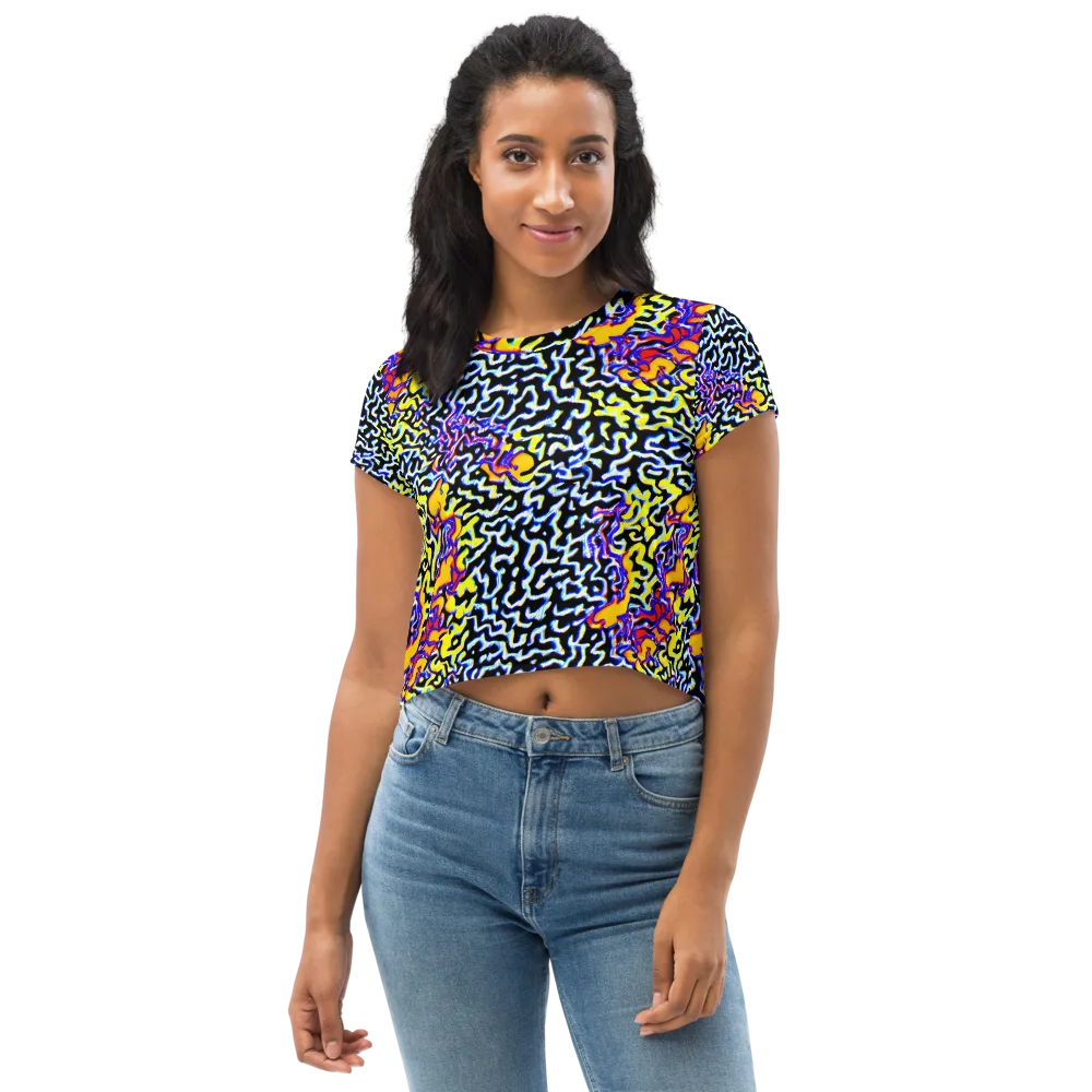 Acid Script on Crop Tee — Front