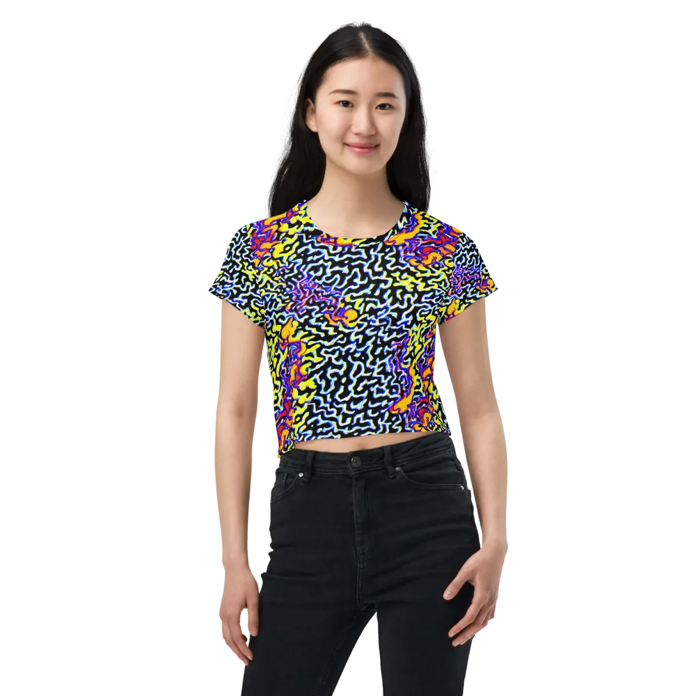 Acid Script on Crop Tee — Front