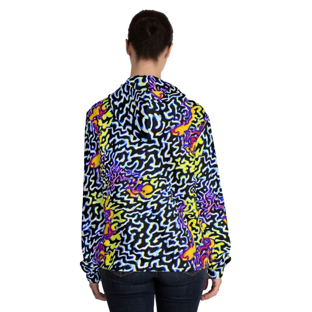 Acid Script on Women's Full-Zip Hoodie — Back On Person