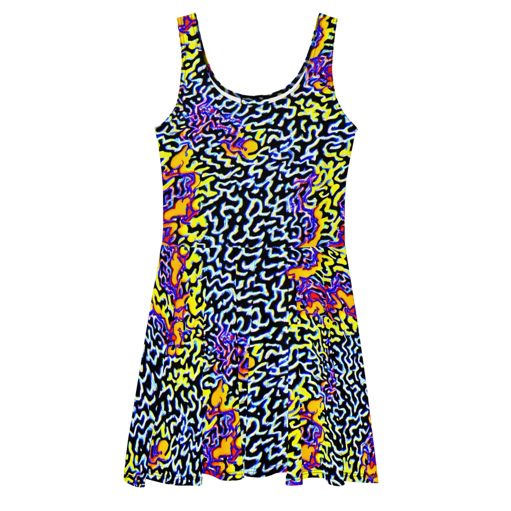 Acid Script on Skater Dress — Front