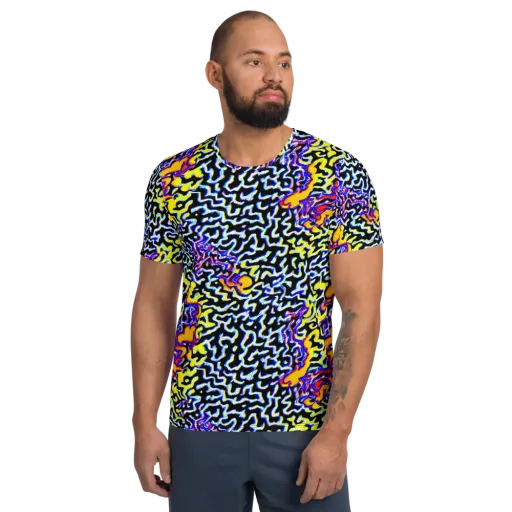 Acid Script on a Men's Athletic T-Shirt