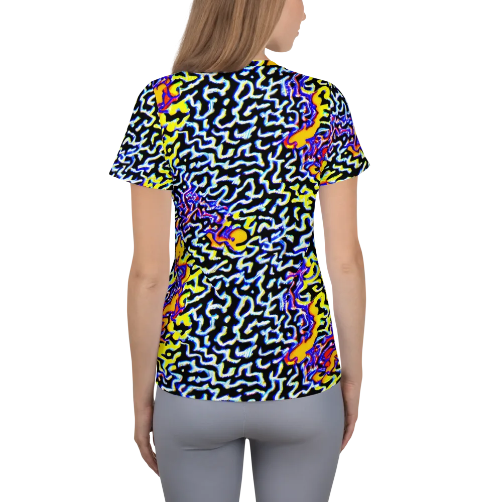 Acid Script on Women's Athletic T-Shirt — Back