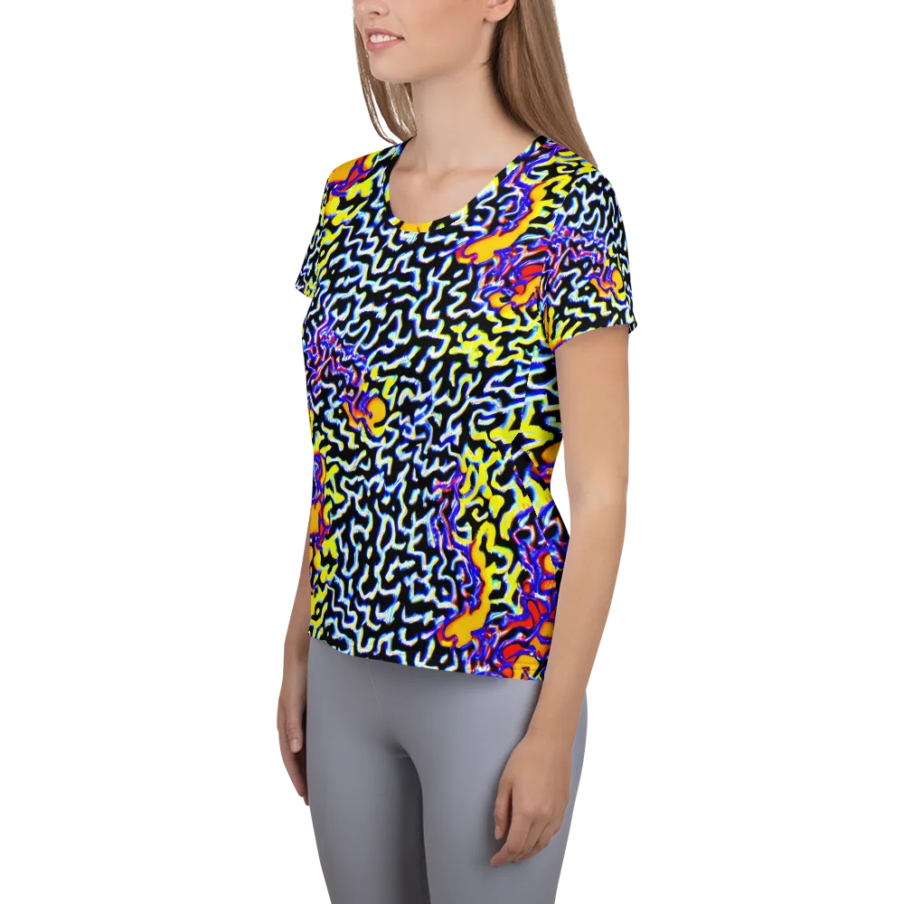 Acid Script on Women's Athletic T-Shirt — Left