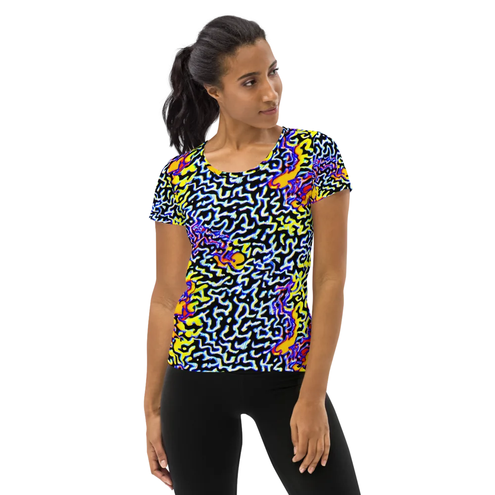 Acid Script on Women's Athletic T-Shirt — Front