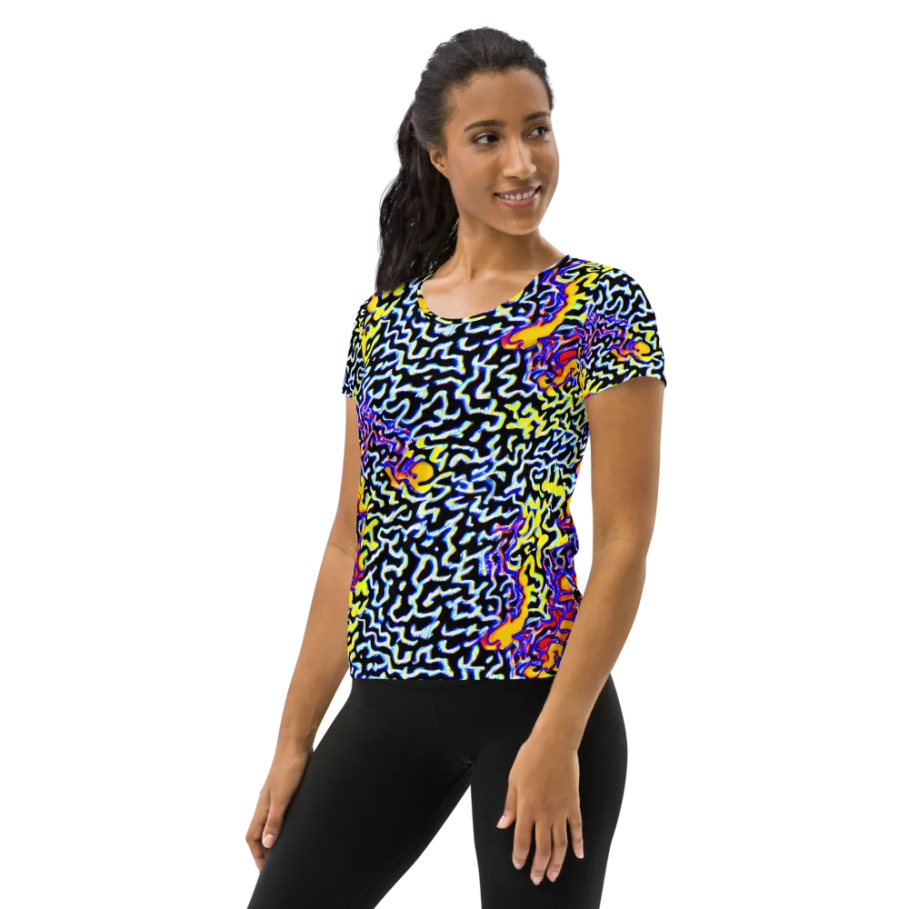 Acid Script on Women's Athletic T-Shirt — Left