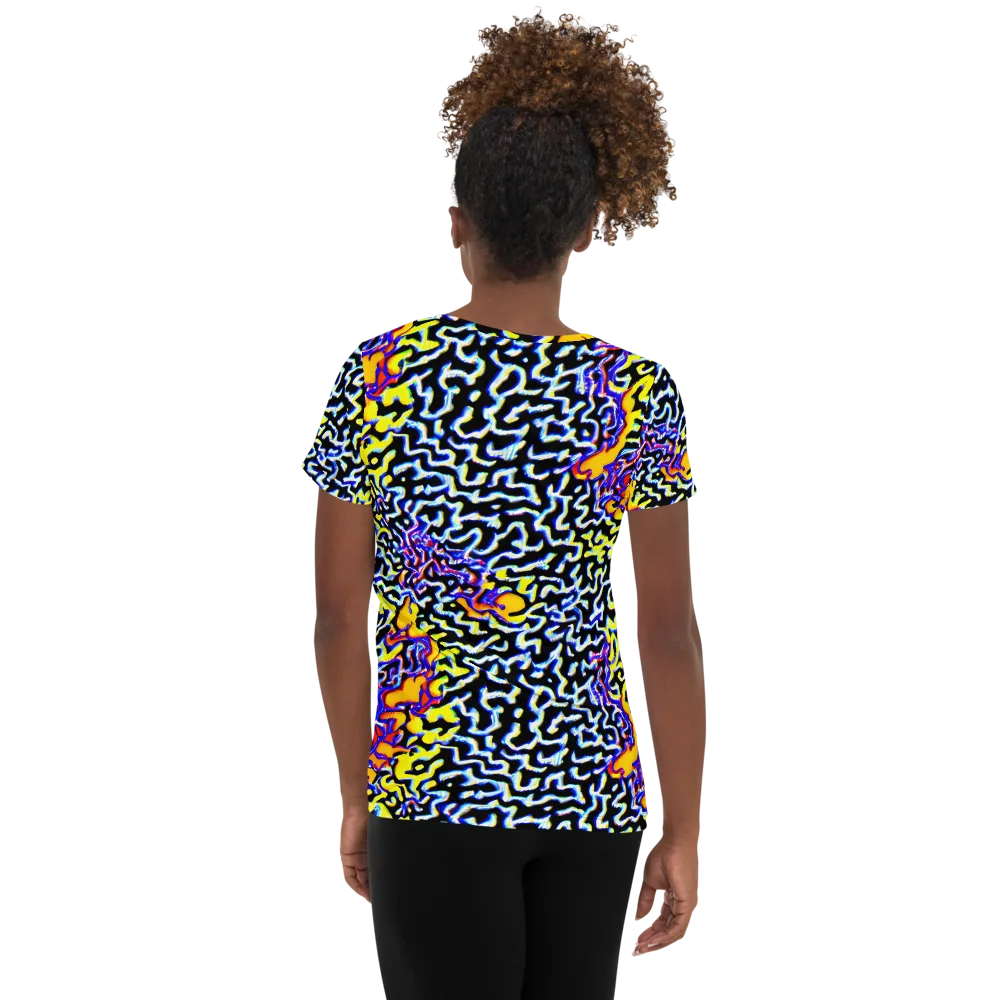 Acid Script on Women's Athletic T-Shirt — Back