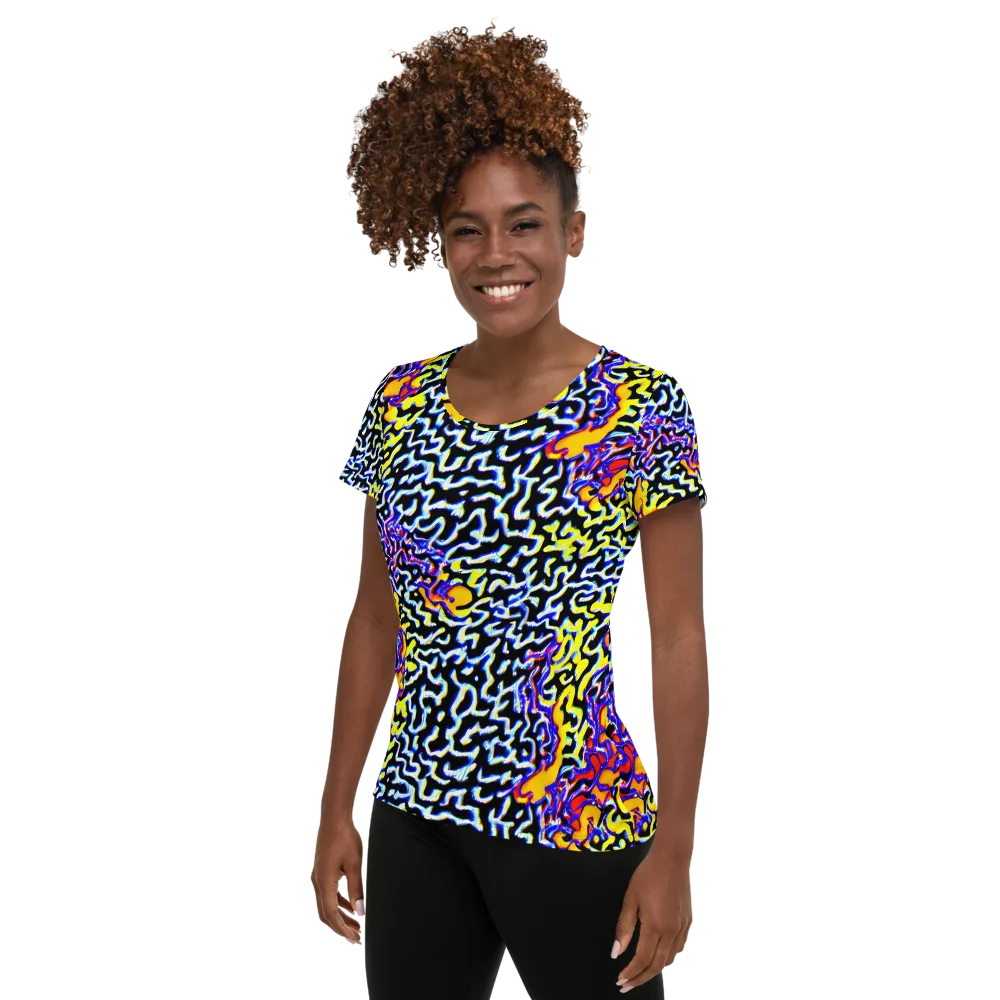 Acid Script on Women's Athletic T-Shirt — Left