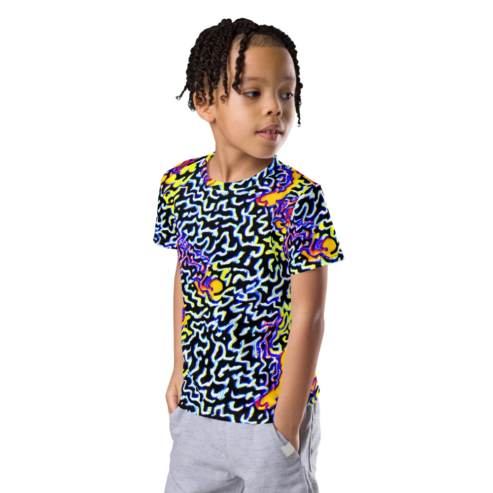 Acid Script on Kids Crew Neck T-Shirt — Left Front