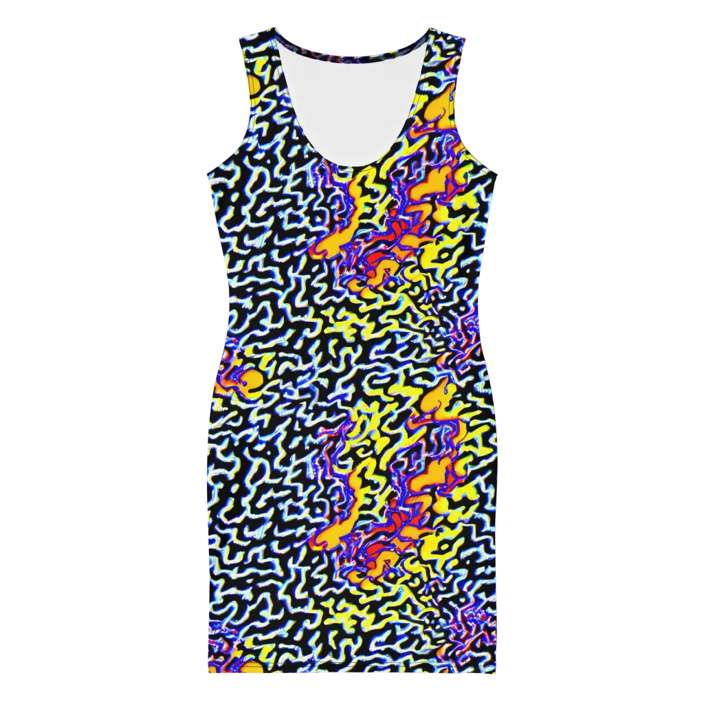 Acid Script on Bodycon Dress — Front