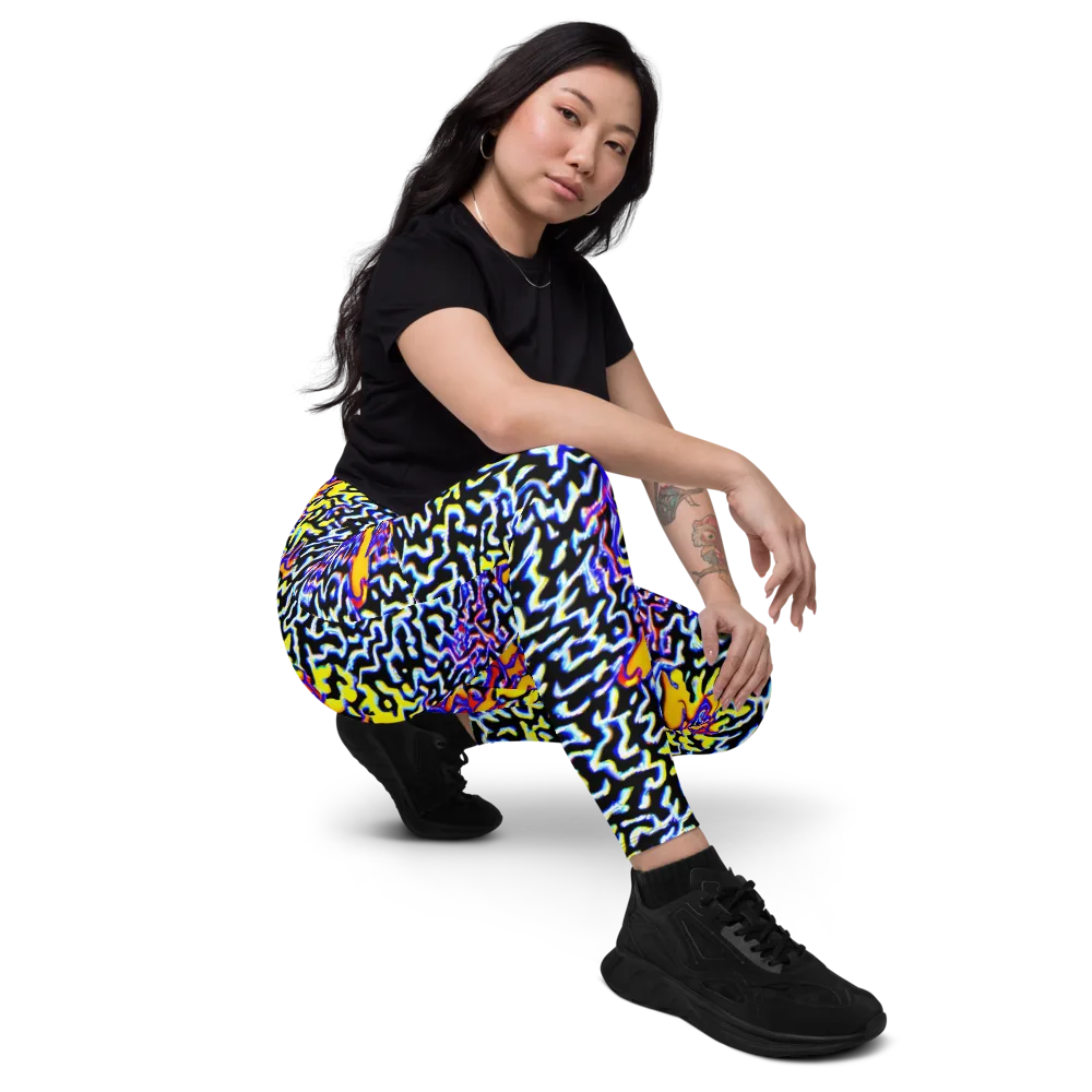 Acid Script on Leggings with Pockets — Right Front