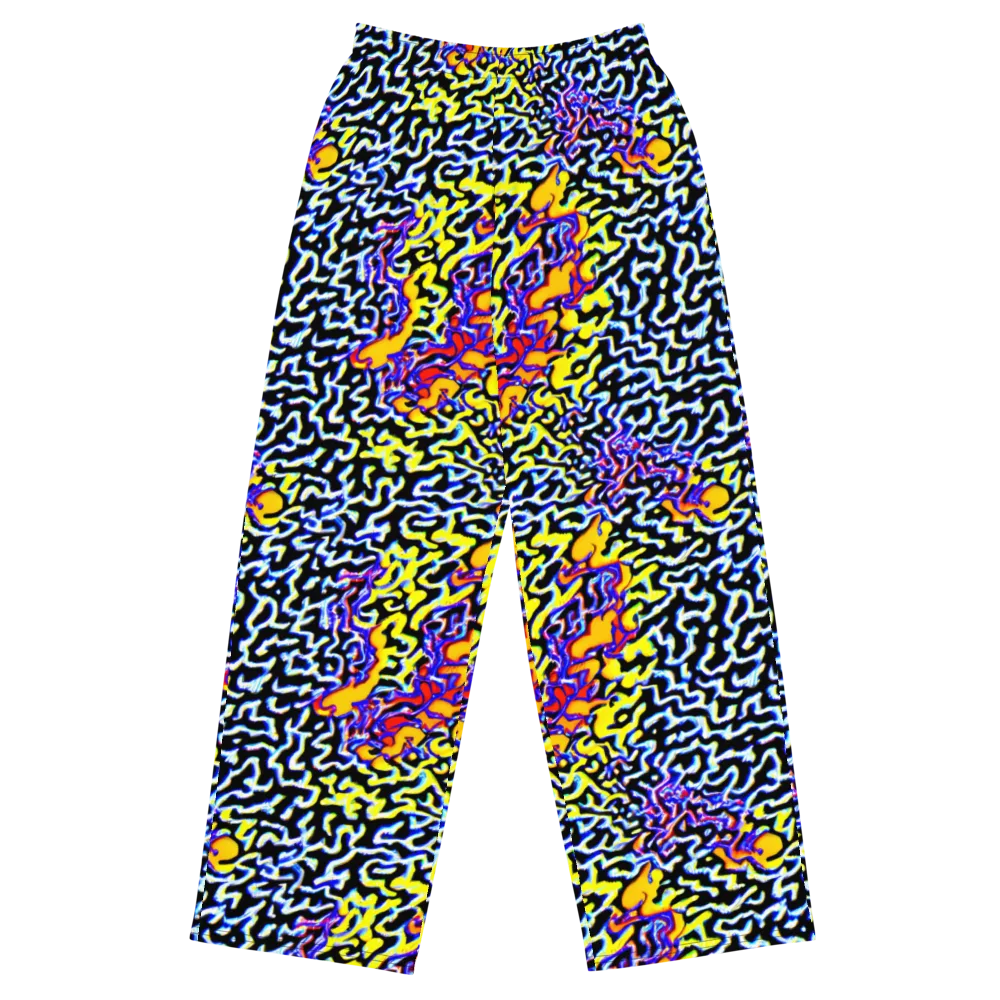 Acid Script on Wide-Leg Pants — Front