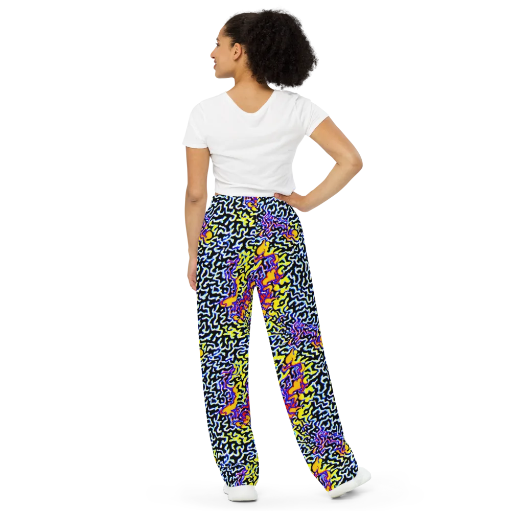 Acid Script on Wide-Leg Pants — Back