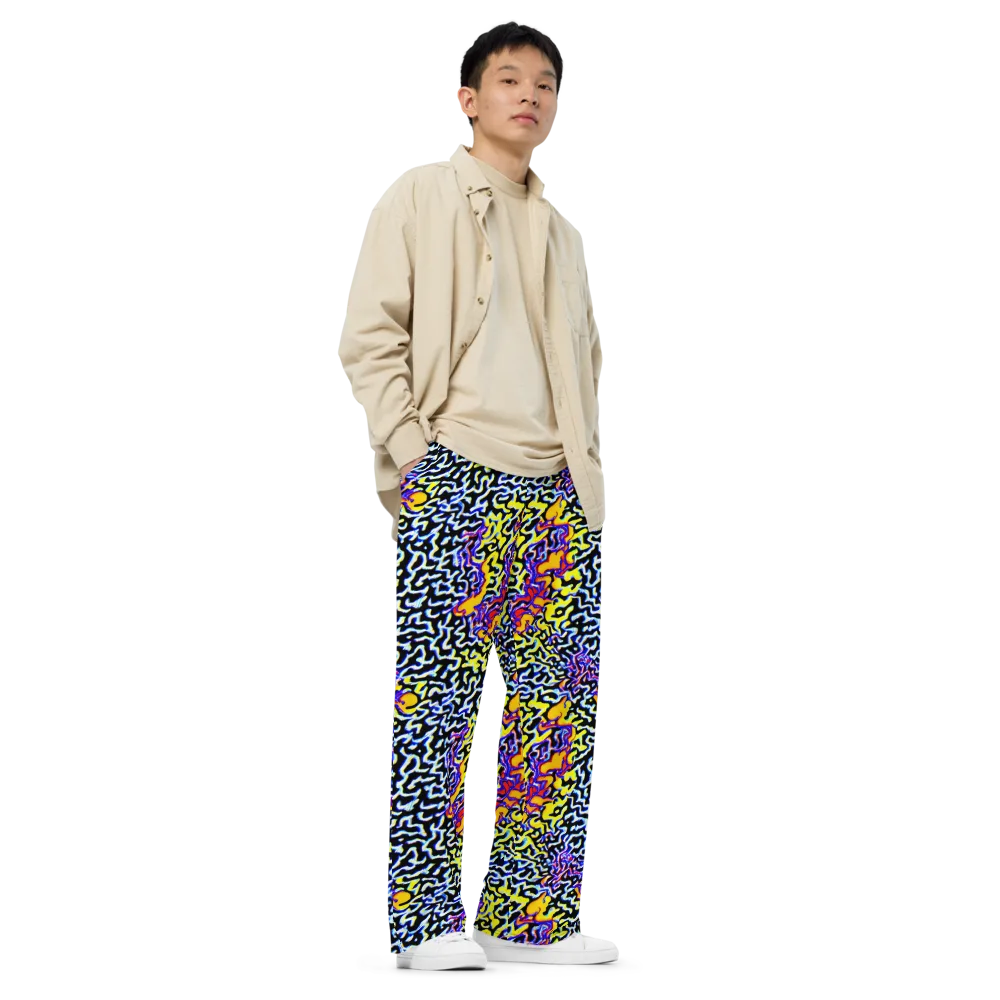 Acid Script on Wide-Leg Pants — Right Front