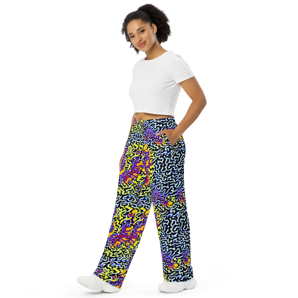 Acid Script on Wide-Leg Pants — Left Front