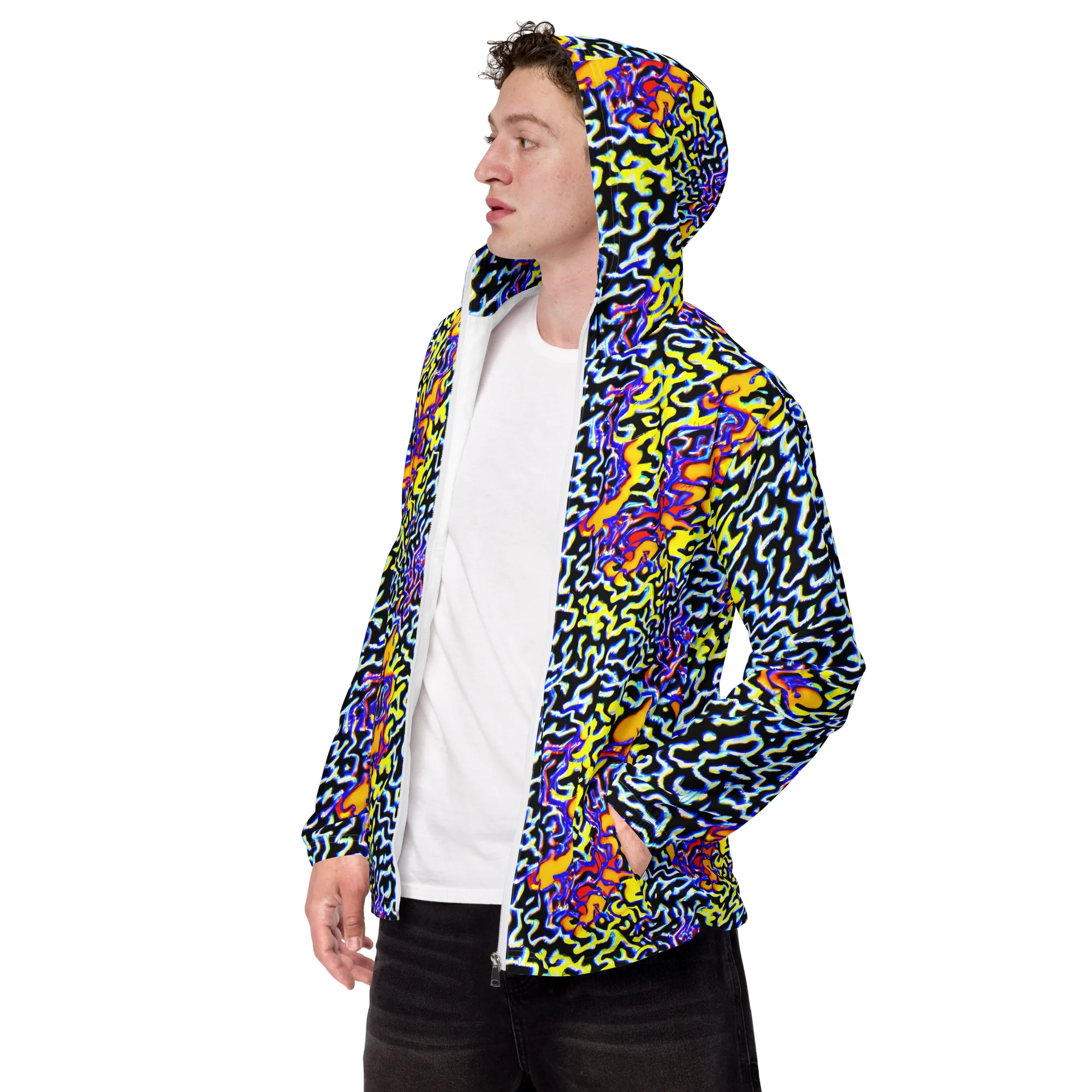 Acid Script on Men's Windbreaker — Left Front
