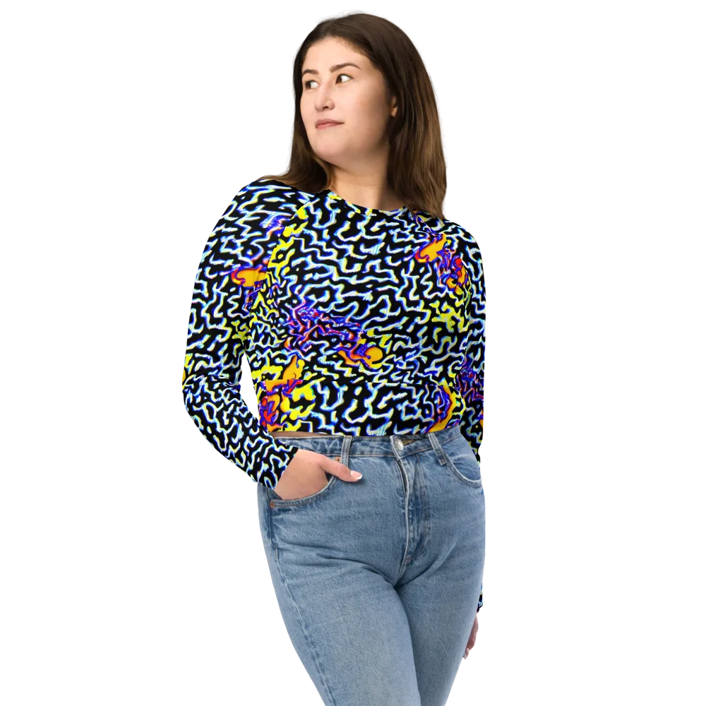 Acid Script on Long Sleeve Crop Top — Front