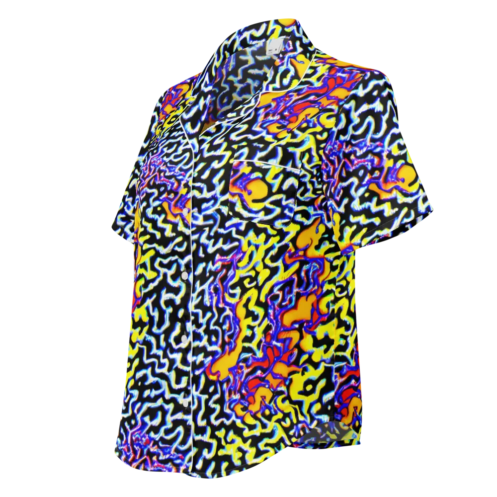 Acid Script on Women's Short Sleeve Pajama Top — Left Front