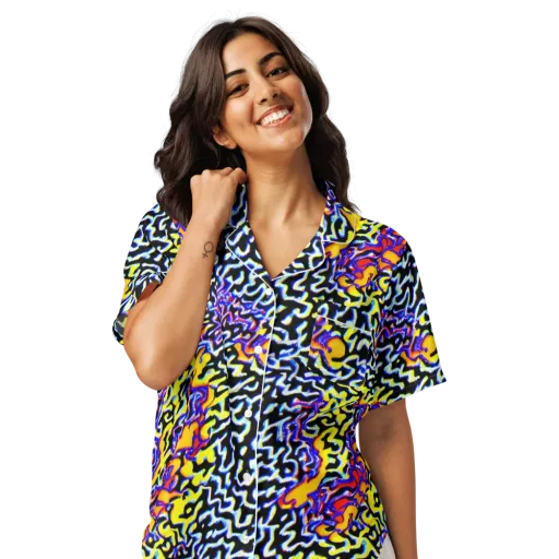 Acid Script on a Women's Short Sleeve Pajama Top