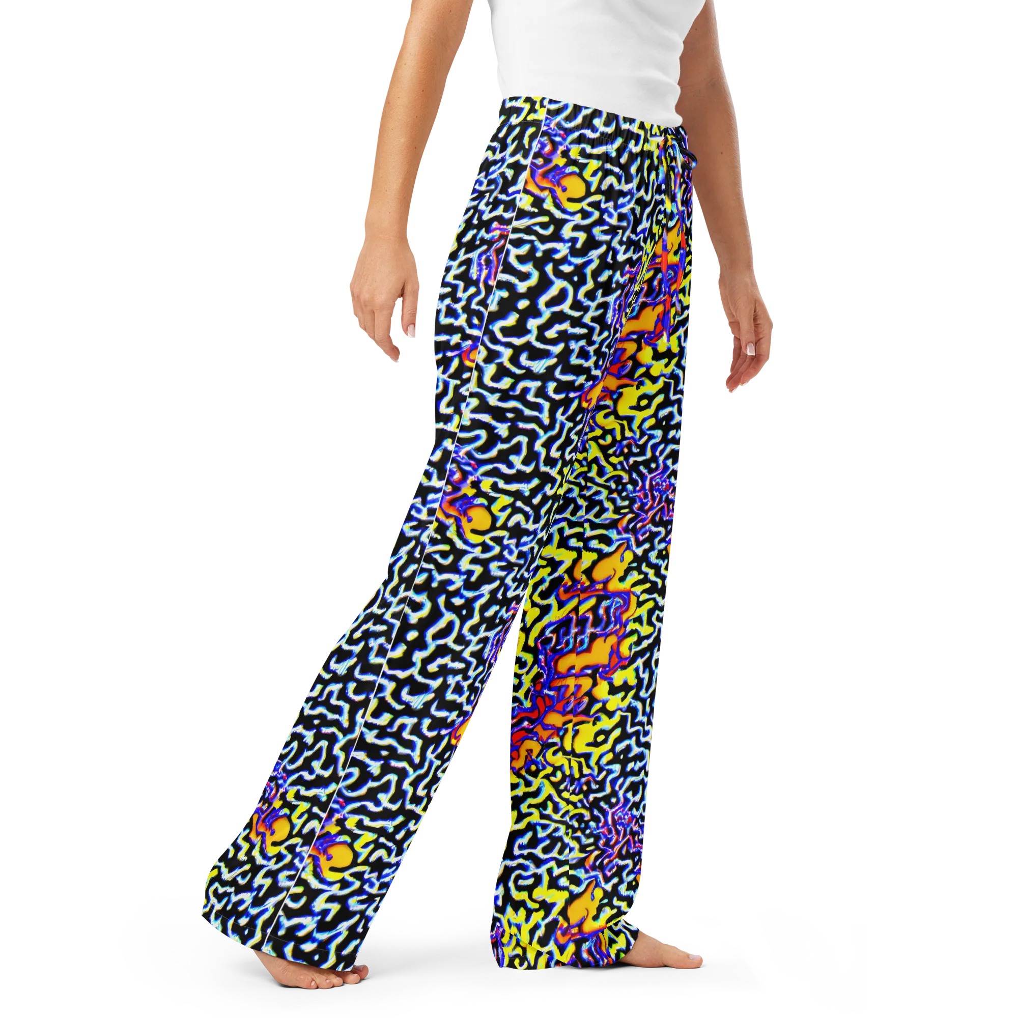 Acid Script on Women's Pajama Pants — Right Front