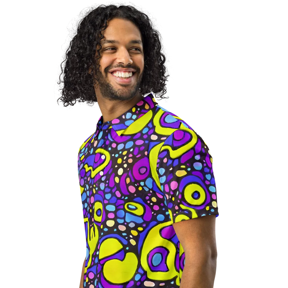 Chromatic Orbits on Men's Slim Fit Polo Shirt — Left Front