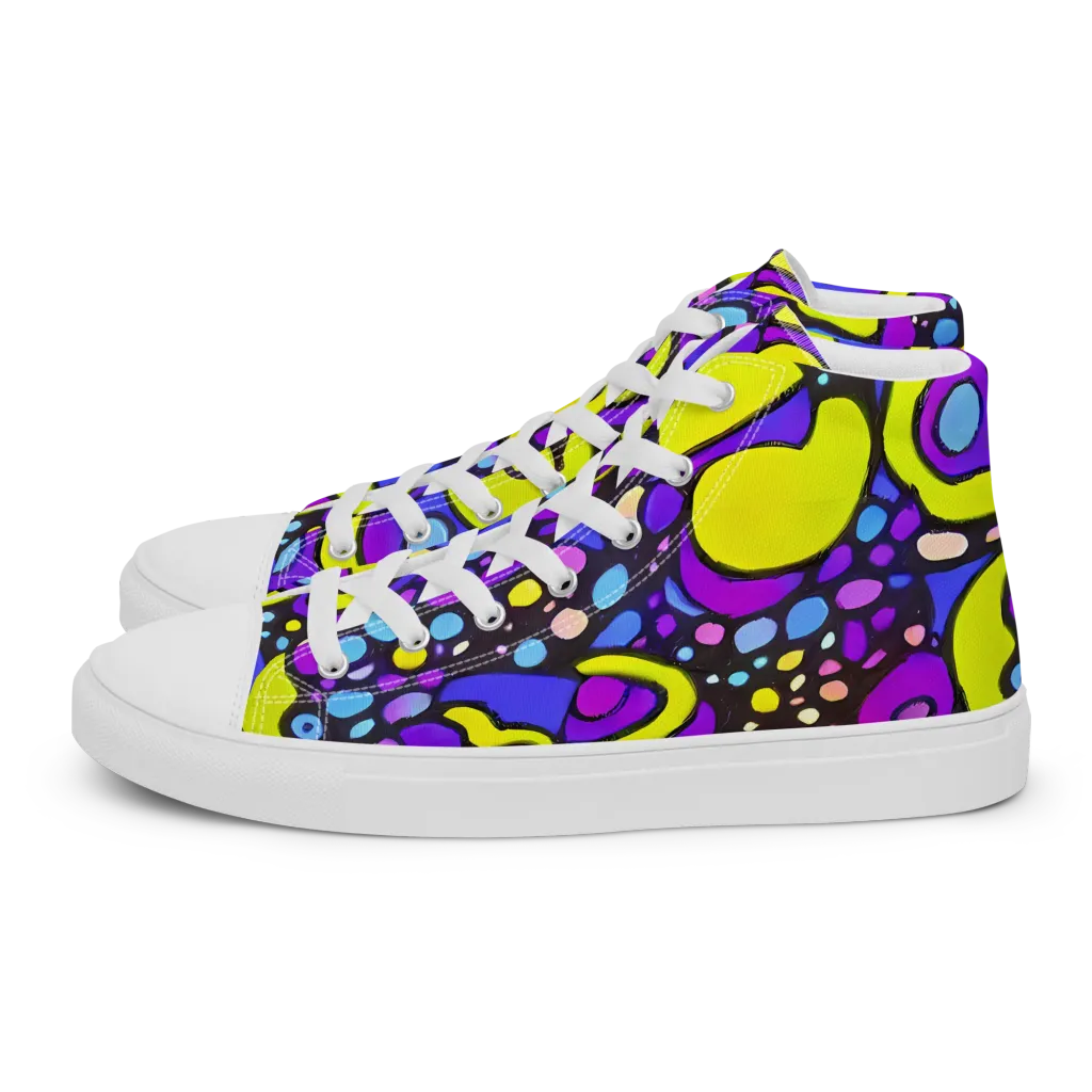 Chromatic Orbits on Men's High Top Canvas Shoes — Left