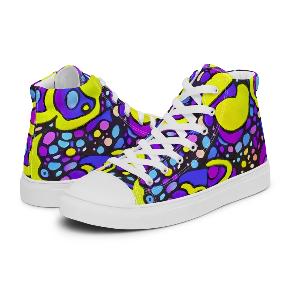 Chromatic Orbits on Men's High Top Canvas Shoes — Left