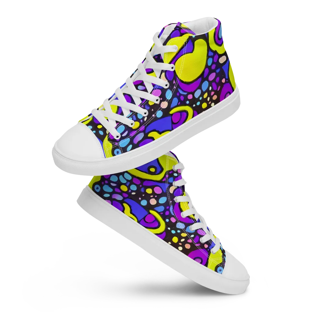 Chromatic Orbits on Men's High Top Canvas Shoes — Front