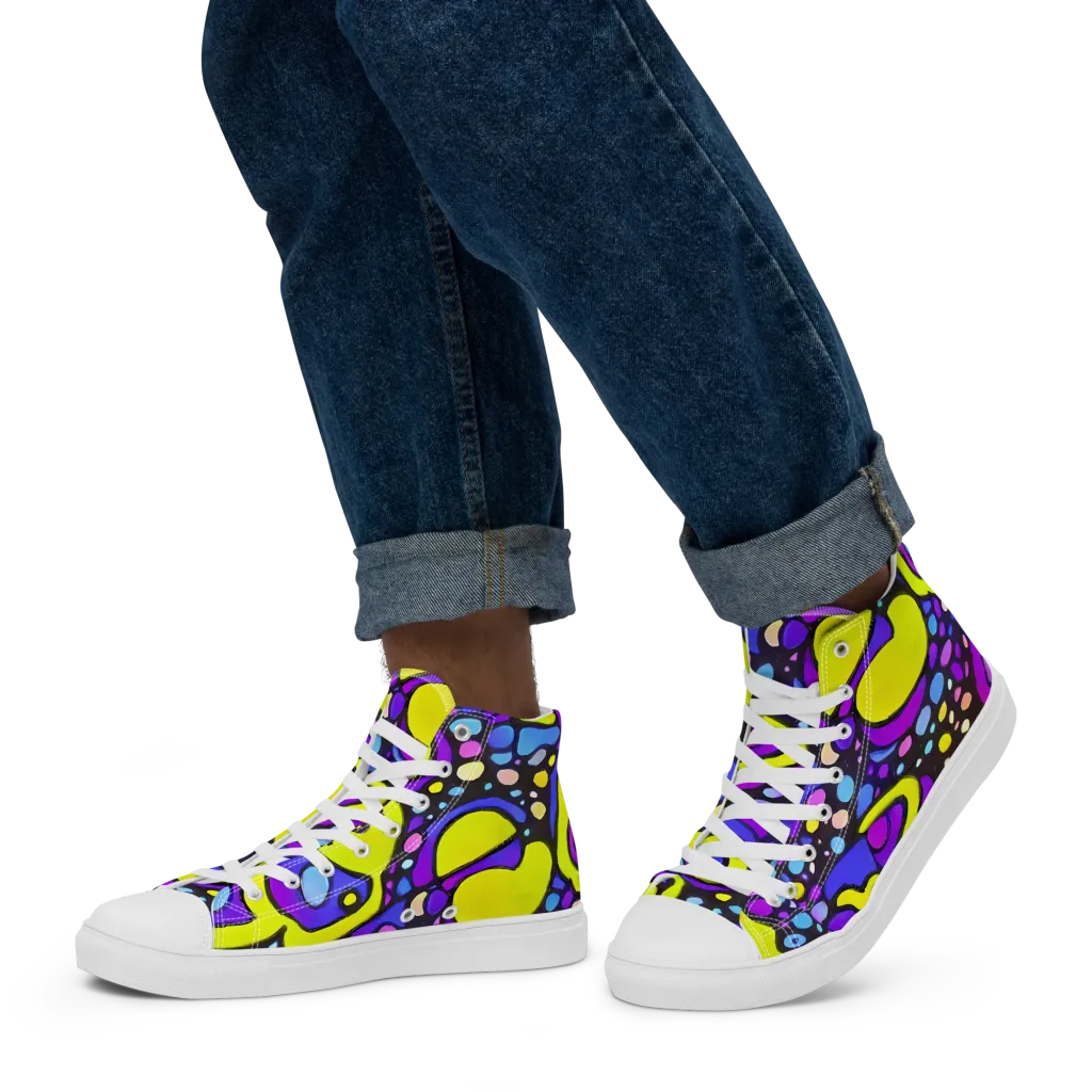 Chromatic Orbits on Men's High Top Canvas Shoes — Left