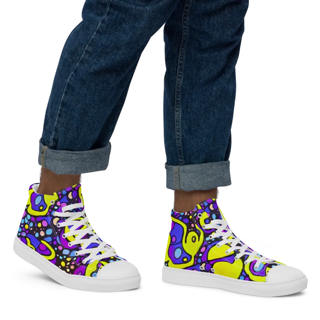Chromatic Orbits on Men's High Top Canvas Shoes — Right