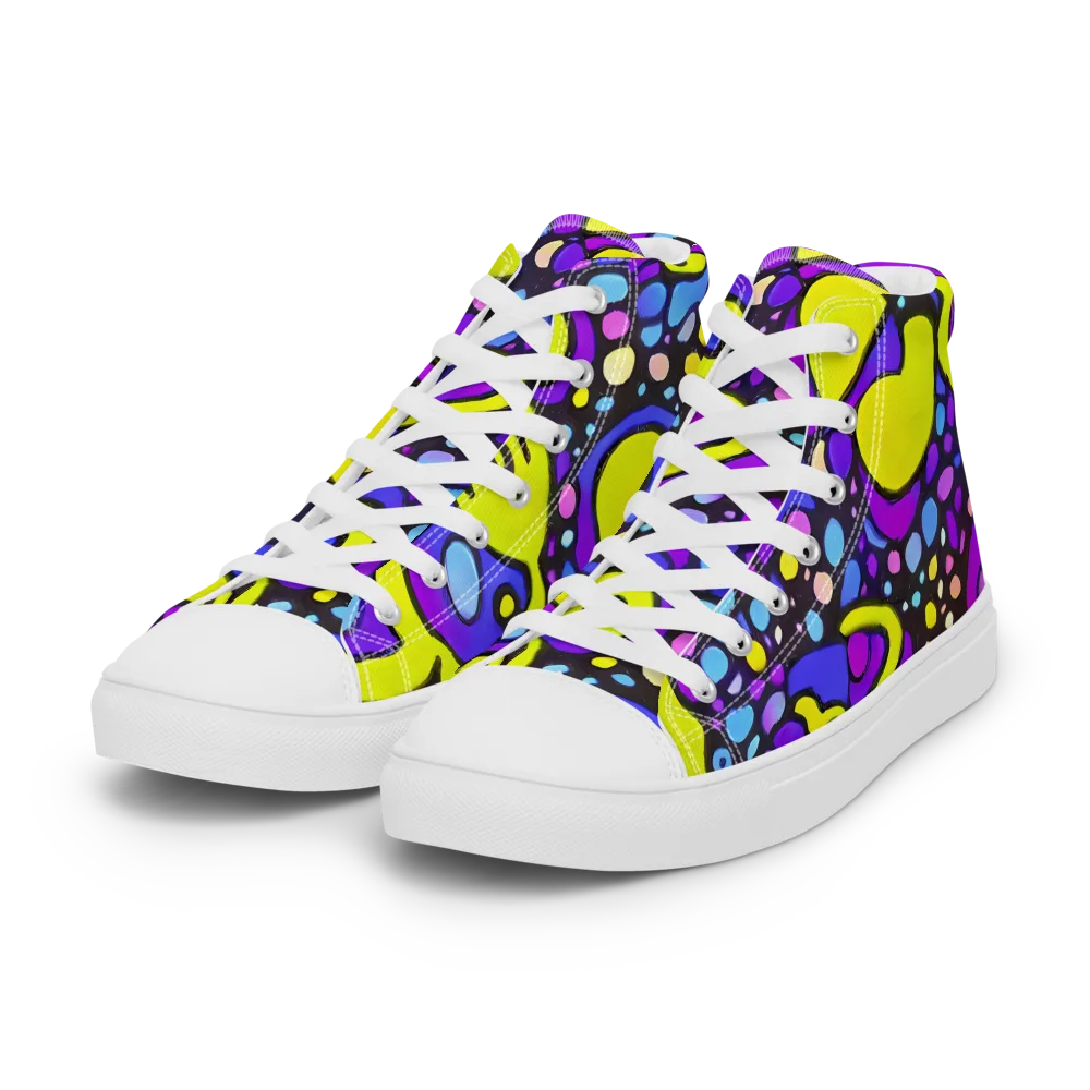 Chromatic Orbits on Women's High Top Canvas Shoes — Left Front