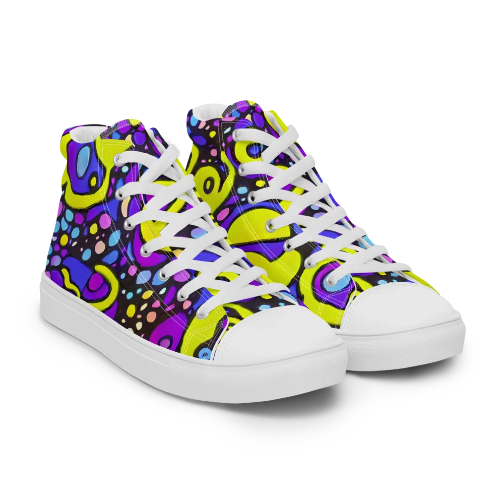 Chromatic Orbits on Women's High Top Canvas Shoes — Right Front