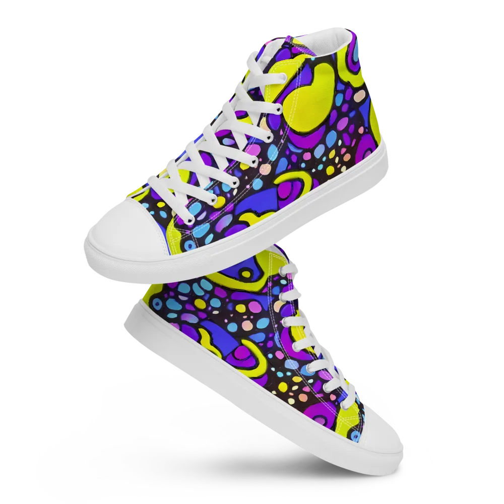 Chromatic Orbits on Women's High Top Canvas Shoes — Front