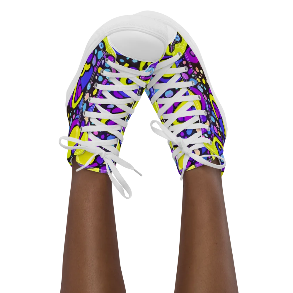 Chromatic Orbits on Women's High Top Canvas Shoes — Front