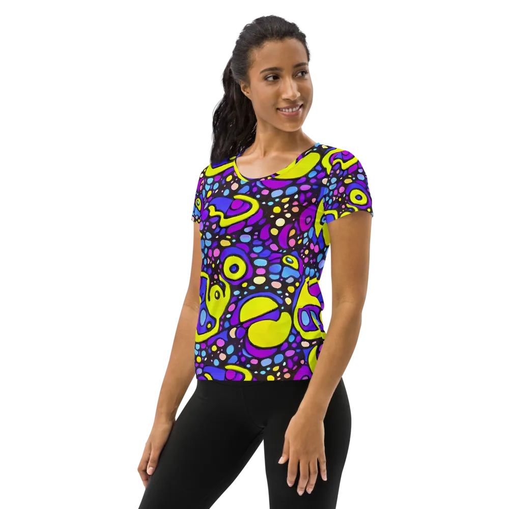Chromatic Orbits on Women's Athletic T-Shirt — Left