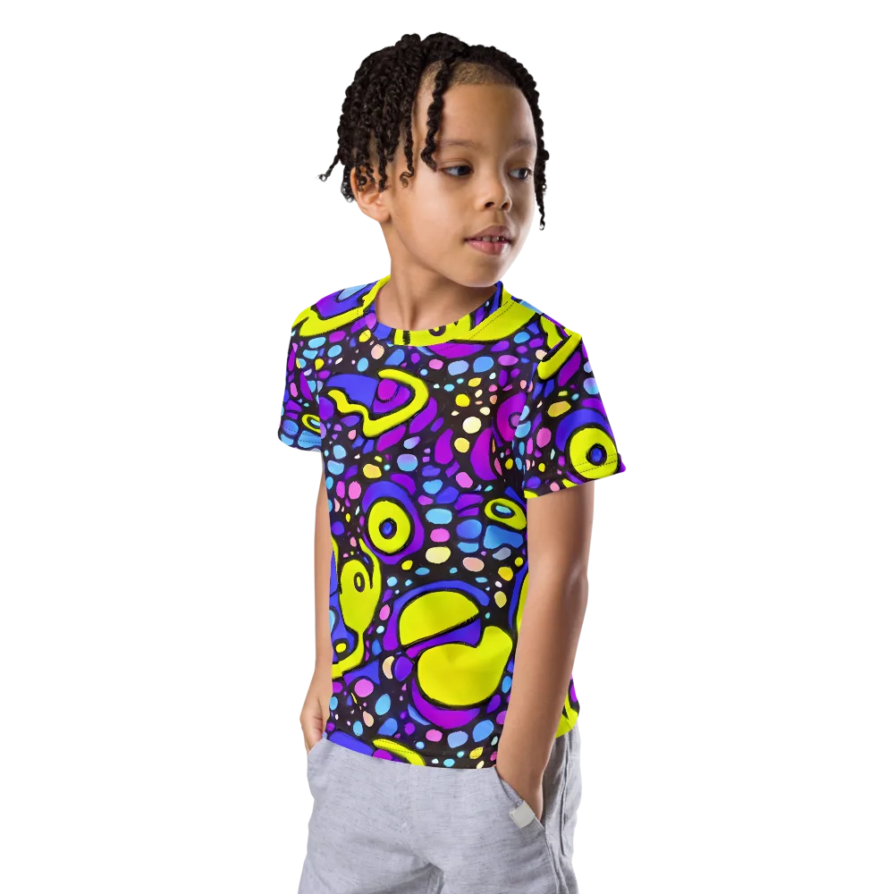 Chromatic Orbits on Kids Crew Neck T-Shirt — Left Front