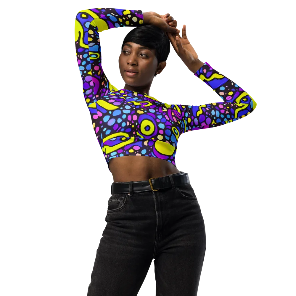 Chromatic Orbits on Long Sleeve Crop Top — Front