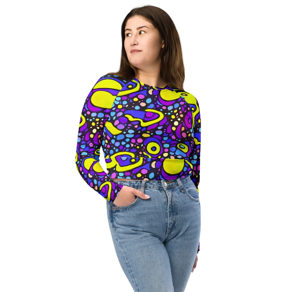 Chromatic Orbits on Long Sleeve Crop Top — Front