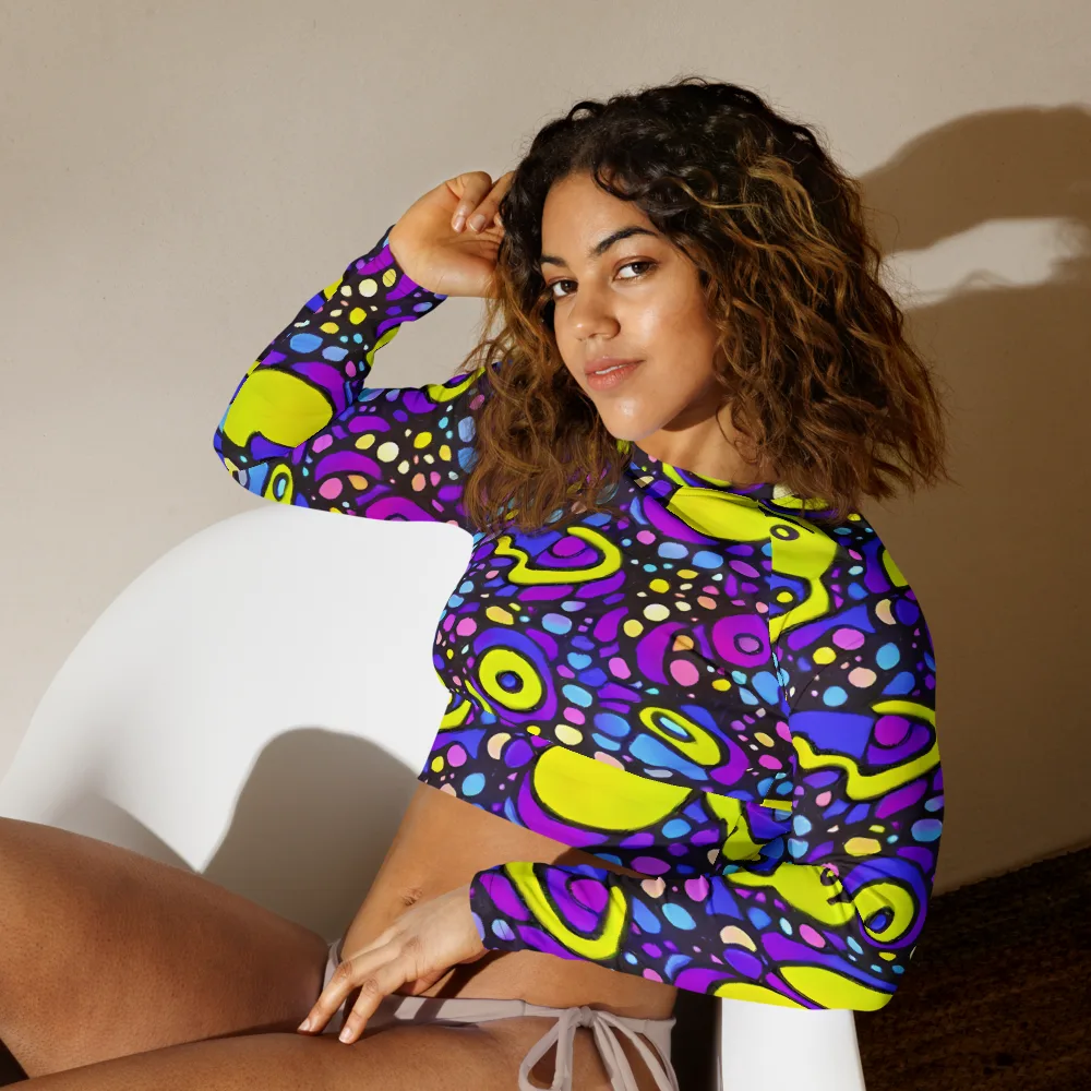 Chromatic Orbits on Long Sleeve Crop Top — Left Front