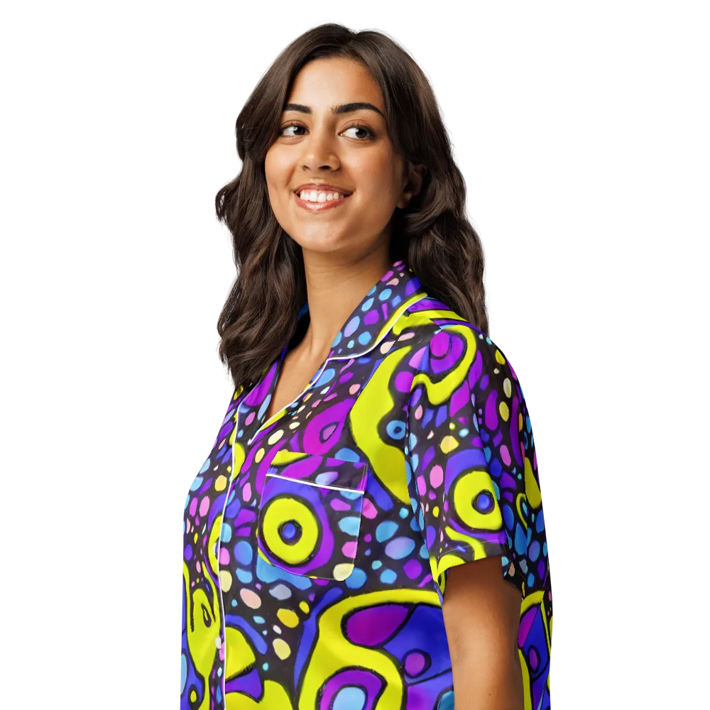 Chromatic Orbits on Women's Short Sleeve Pajama Top — Left Front