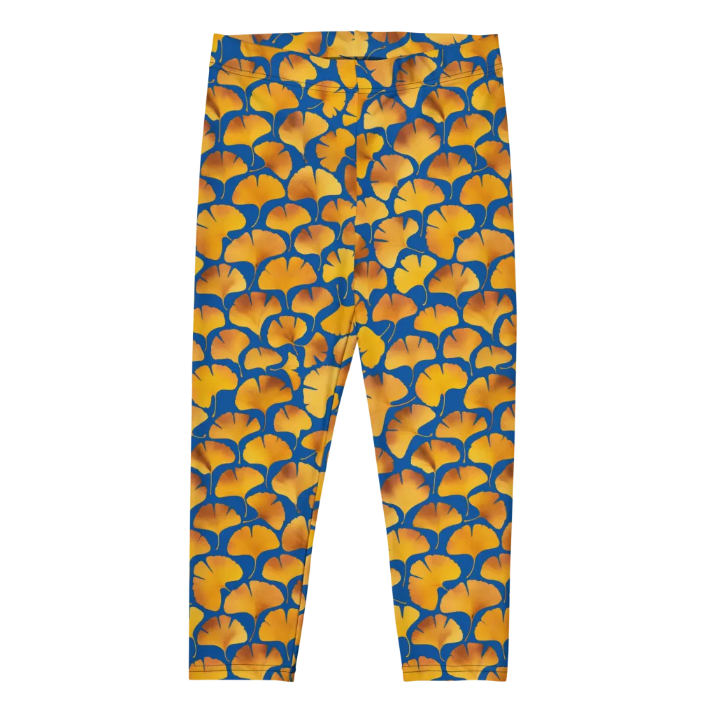 Blue Ginkgo on Capri Leggings — Front