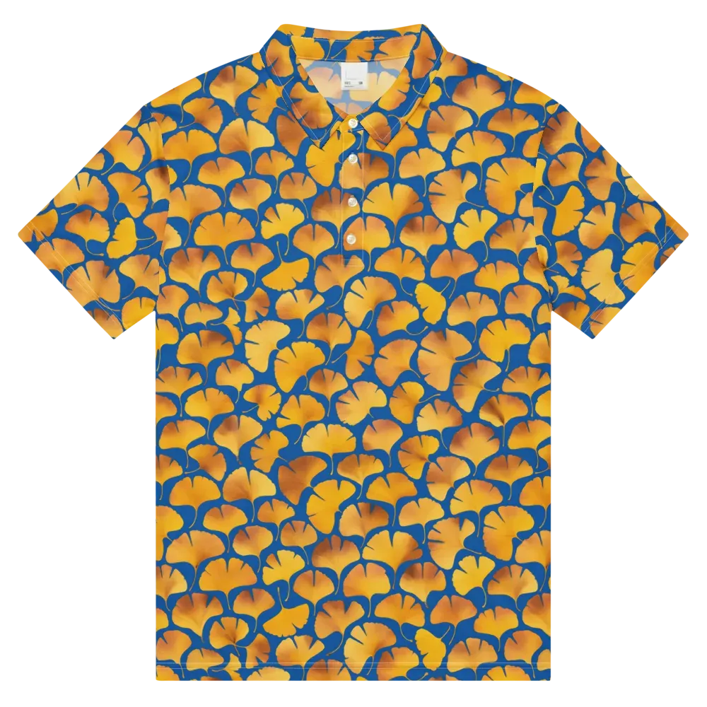 Blue Ginkgo on Men's Slim Fit Polo Shirt — Front