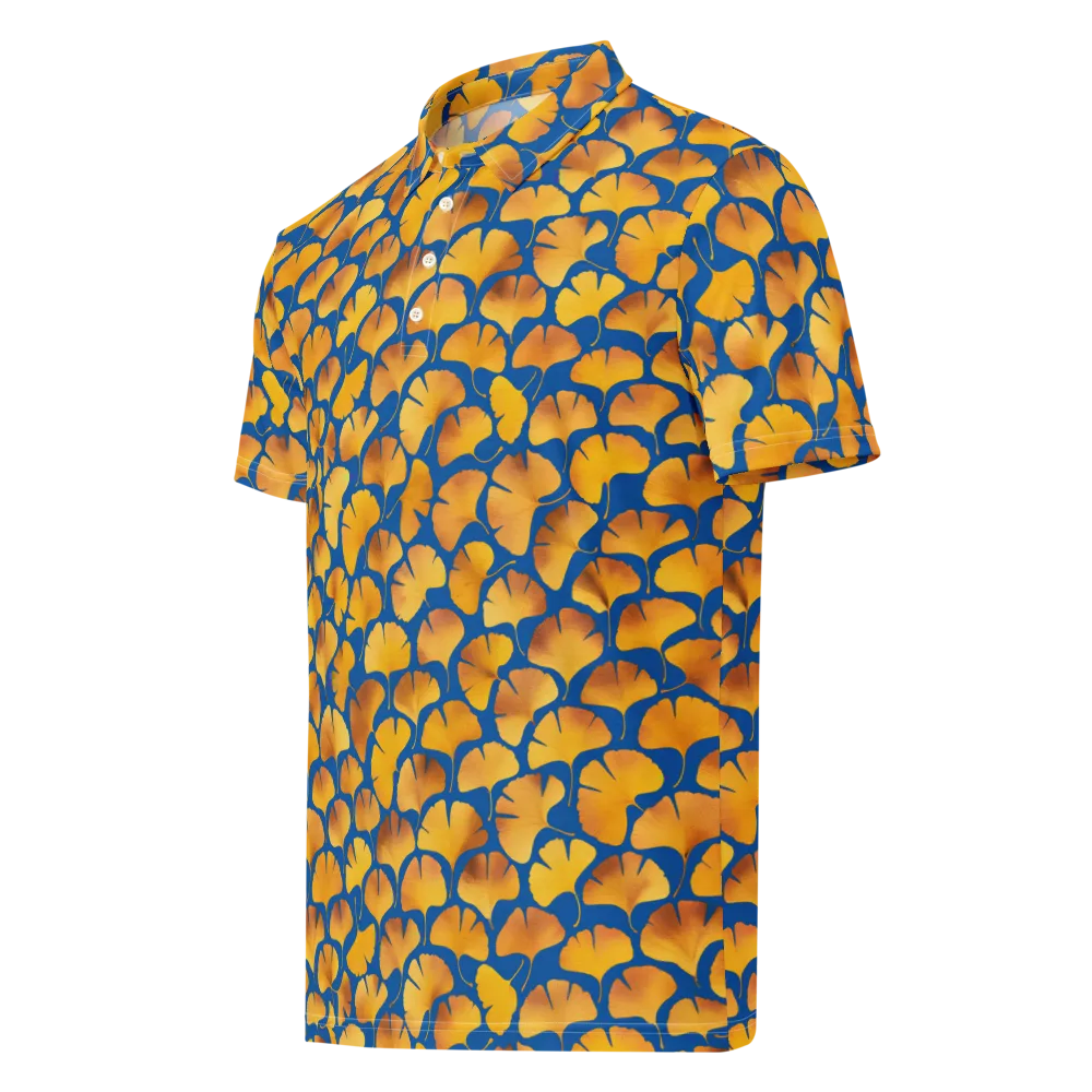 Blue Ginkgo on Men's Slim Fit Polo Shirt — Left Front