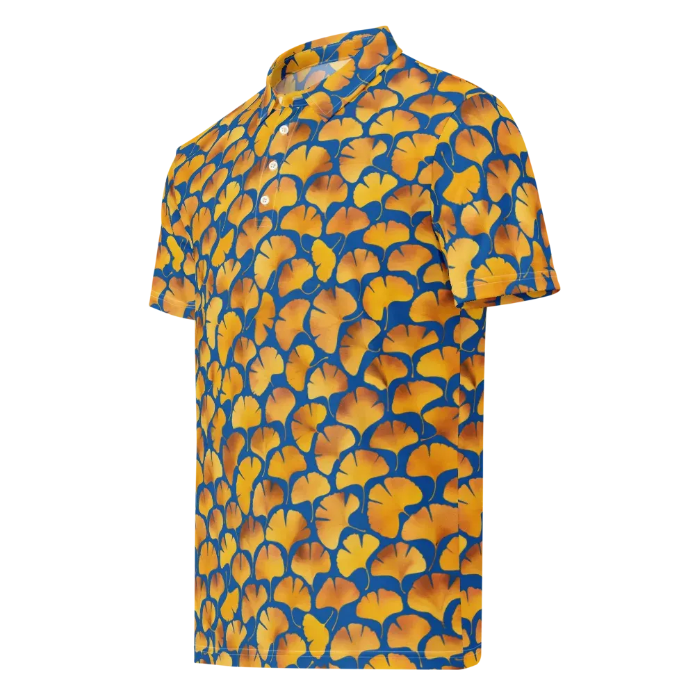 Blue Ginkgo on Men's Slim Fit Polo Shirt — Left Front