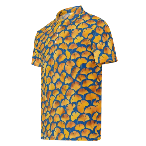 Blue Ginkgo on a Men's Slim Fit Polo Shirt