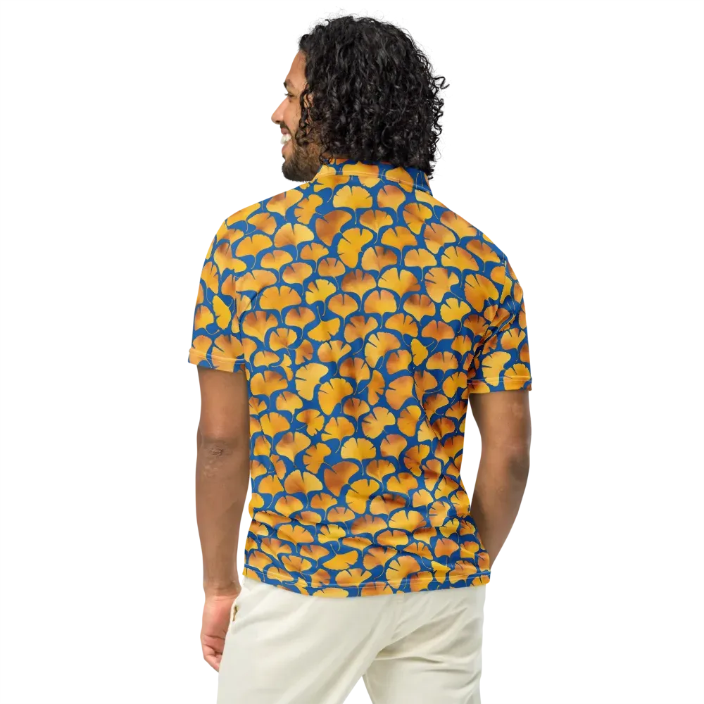 Blue Ginkgo on Men's Slim Fit Polo Shirt — Back
