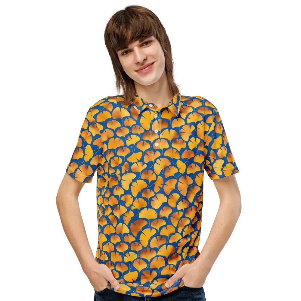 Blue Ginkgo on Men's Slim Fit Polo Shirt — Front