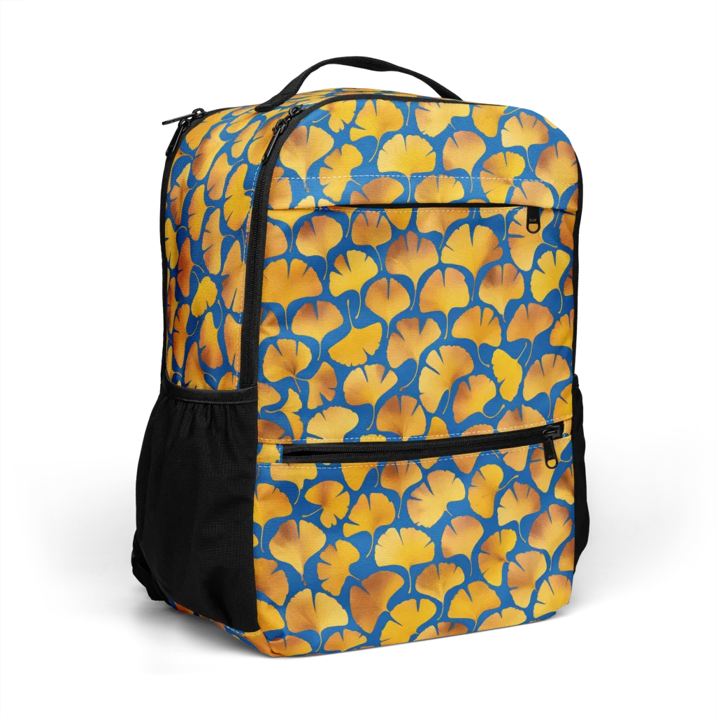 Blue Ginkgo on Utility Backpack — Right Front